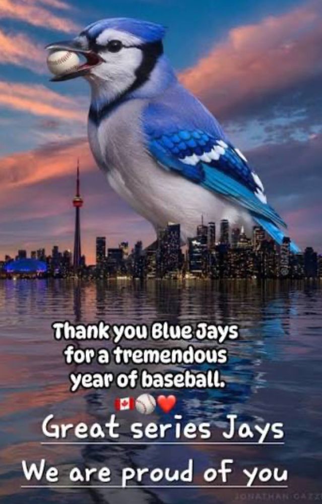 A blue jay holding a baseball. Thank you Jays for a tremendous year of baseball. 