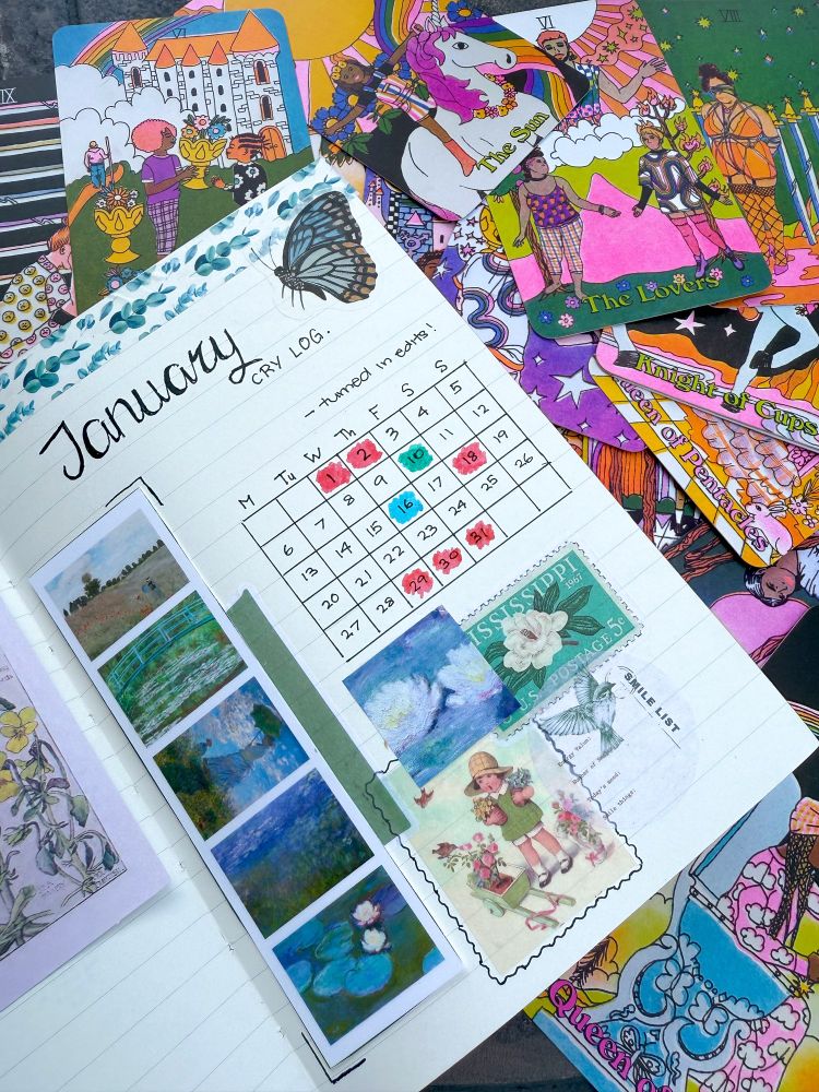 janaury cry tracker with 8 days colored in