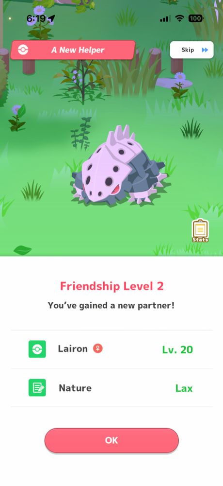 Screenshot of a shiny Lairon in Pokemon Sleep.