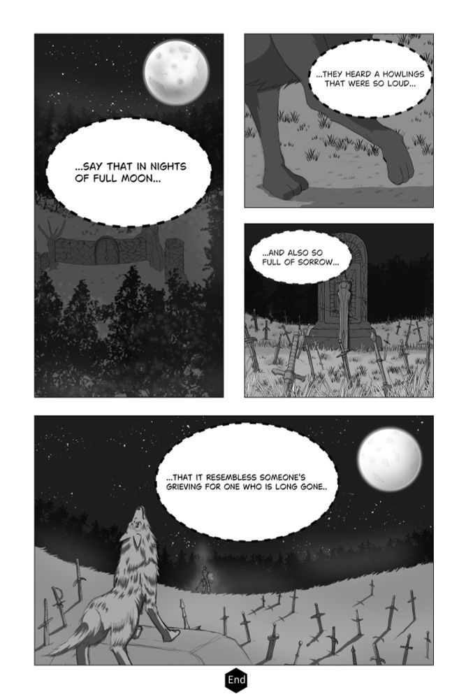 In the present day Darkroot Garden, a giant wolf wanders around Artoria's grave, and seeing a familiar face, howls sorrowfully.