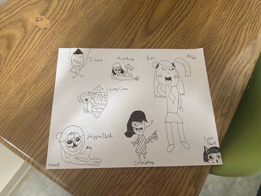 More fan drawings of my followers throughout a piece of paper.