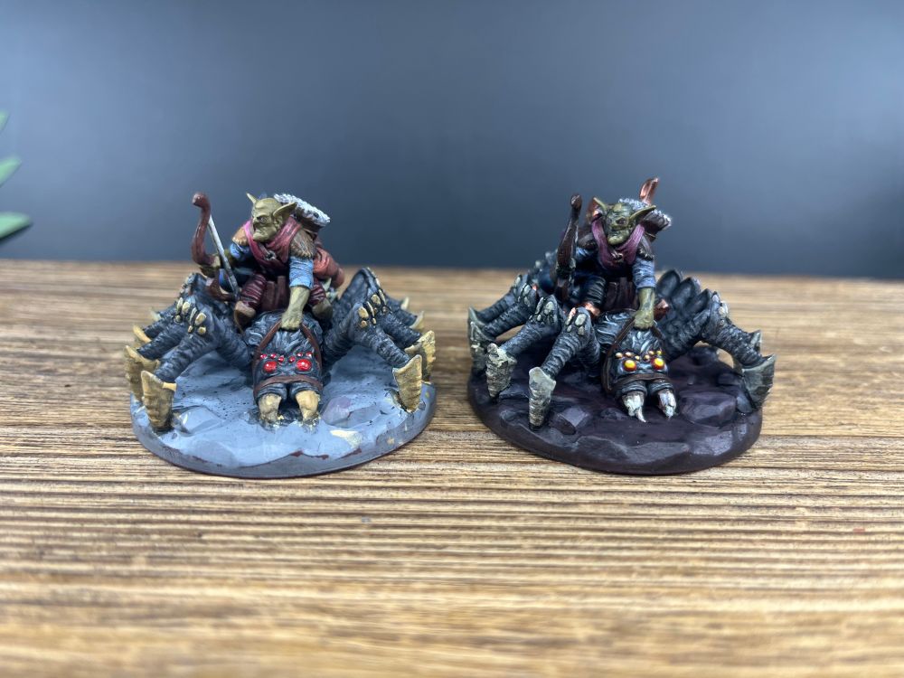 Two identical miniatures of goblin spider riders. 