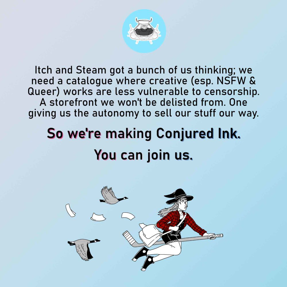 the same text as in the post is on this graphic, followed by a cartoon of a canadian witch girl flying on a hockeystick broom