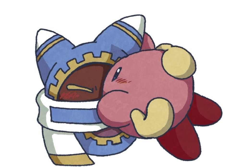 マホロアに抱きついてるカービィのファンアート