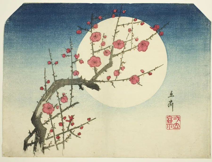 A Red Plum Branch against the Summer Moon, by Utagawa Hiroshige, ca. mid 1840s
