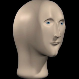 Meme guy bald head 3D render, weirdly shiny and fake-looking