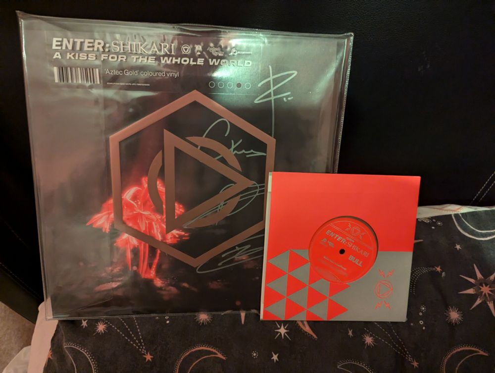 a kiss for the whole world, signed on gold vinyl
bull / the void stares back vinyl single, on gold vinyl