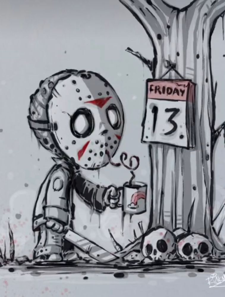 Jason Voorhees has his morning coffee on Friday the 13th