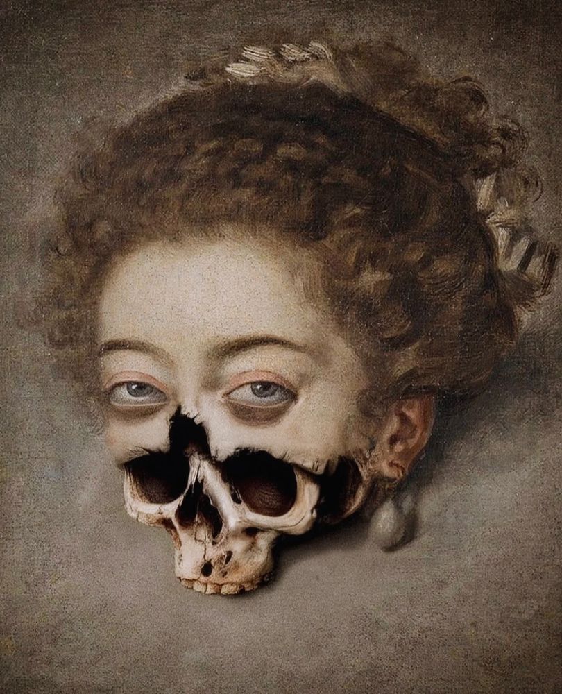 Decapitated female head with exposed skull