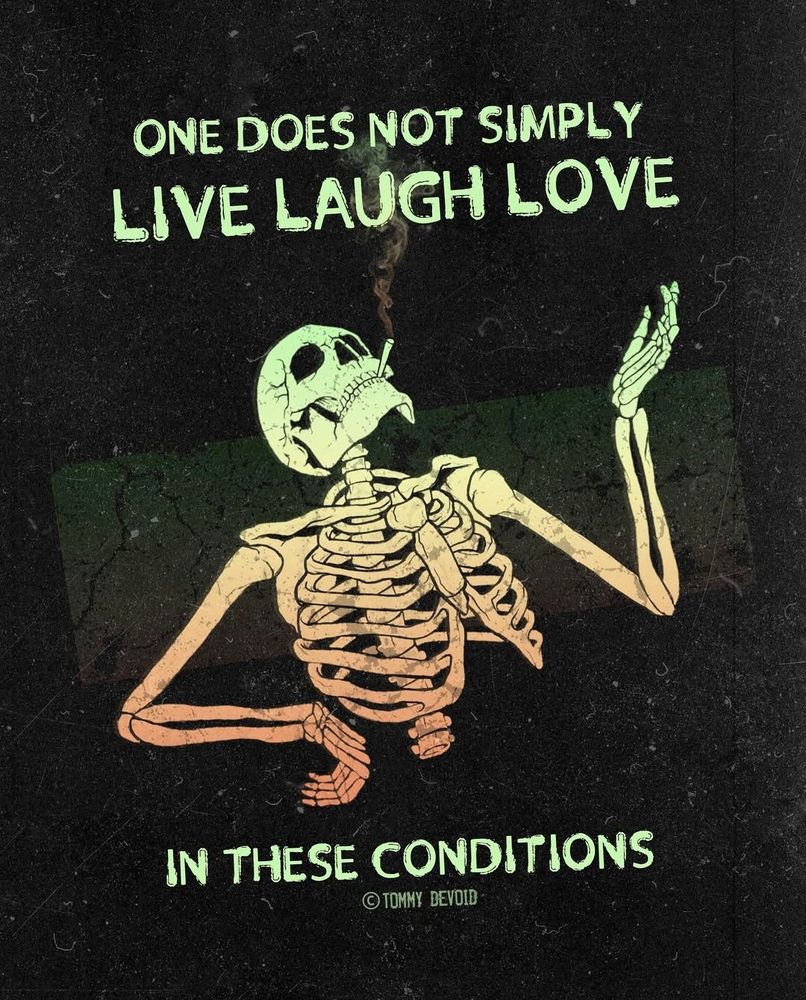 Neon Skelly smokes a cig