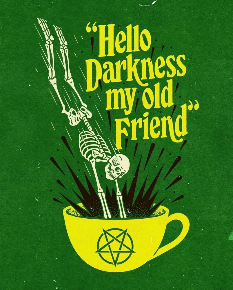 Skully dives into a cup of coffee
