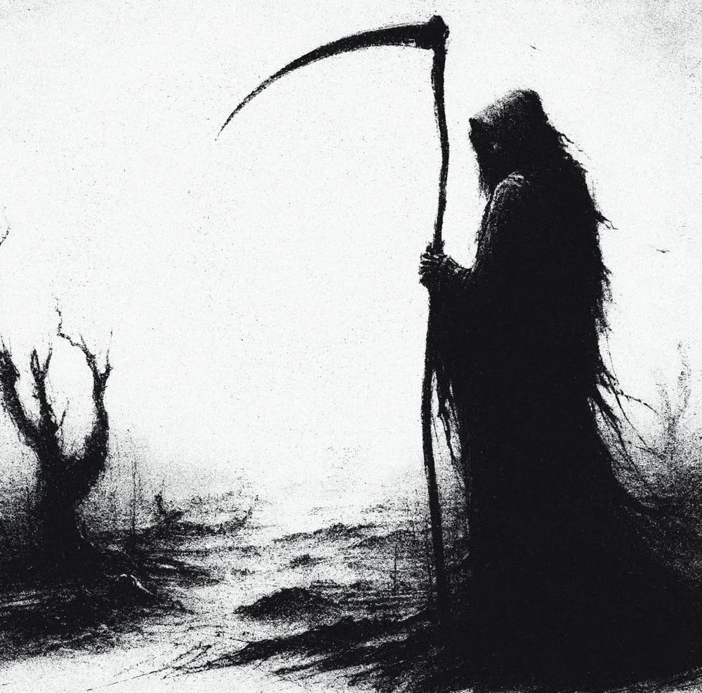 Grim reaper in black & white
