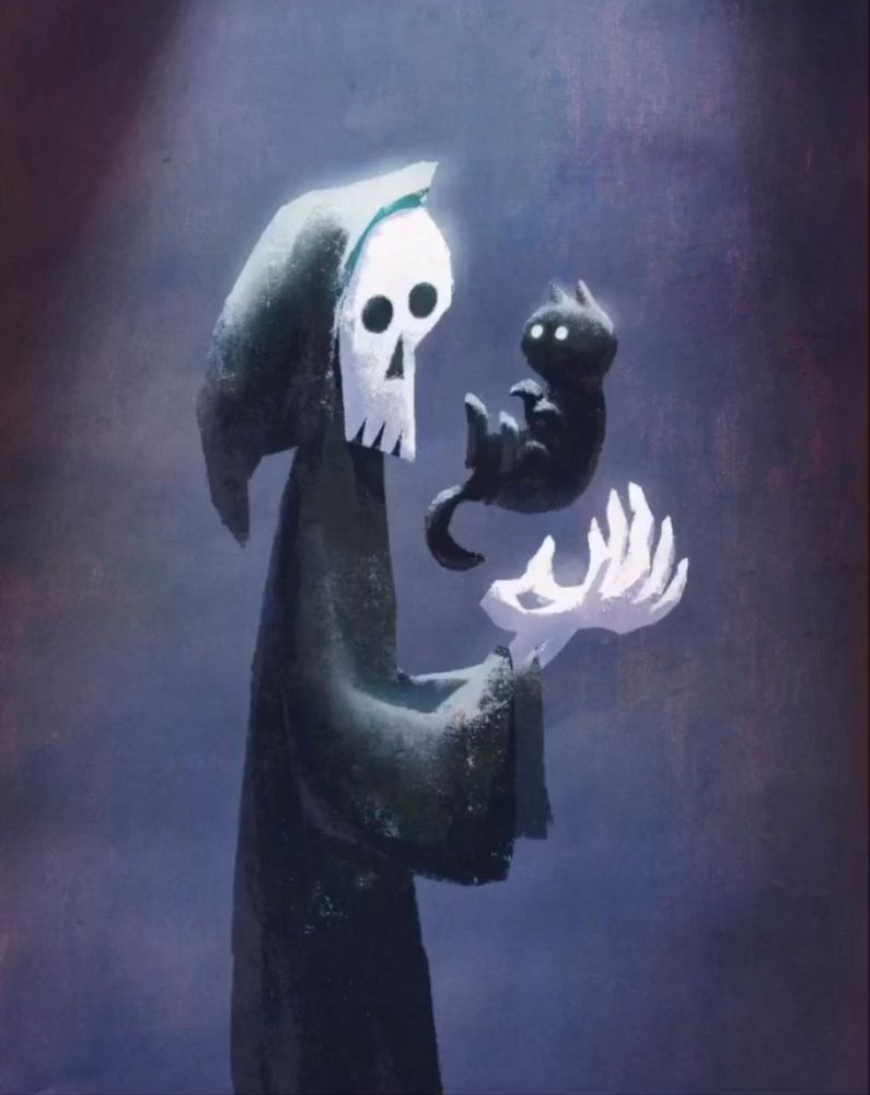 Reaper tosses his pet cat up in the air, just playing around