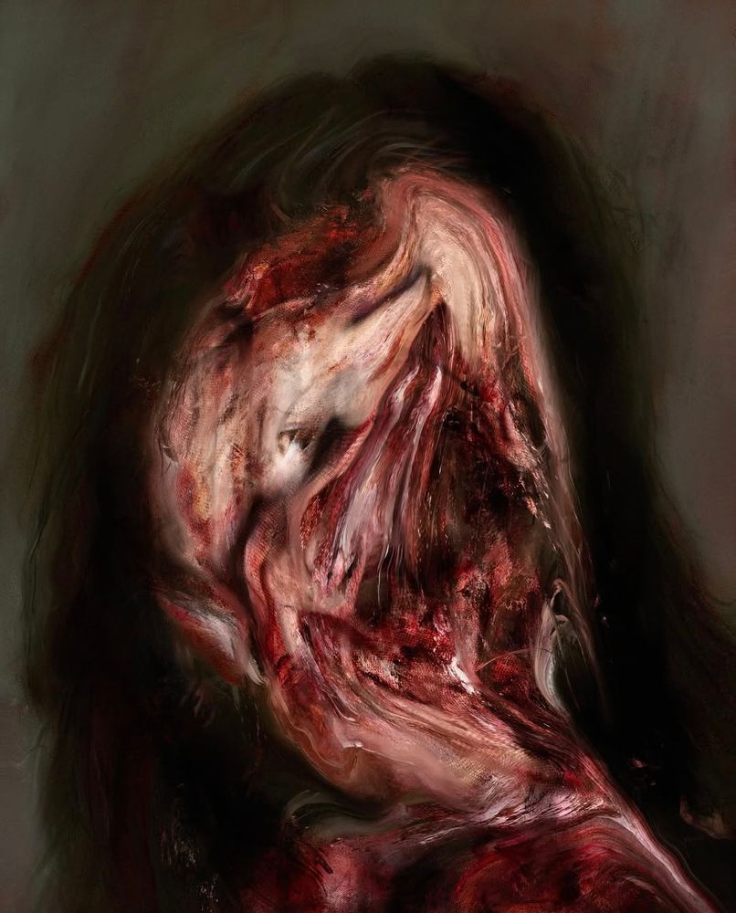 Mangled, distorted face