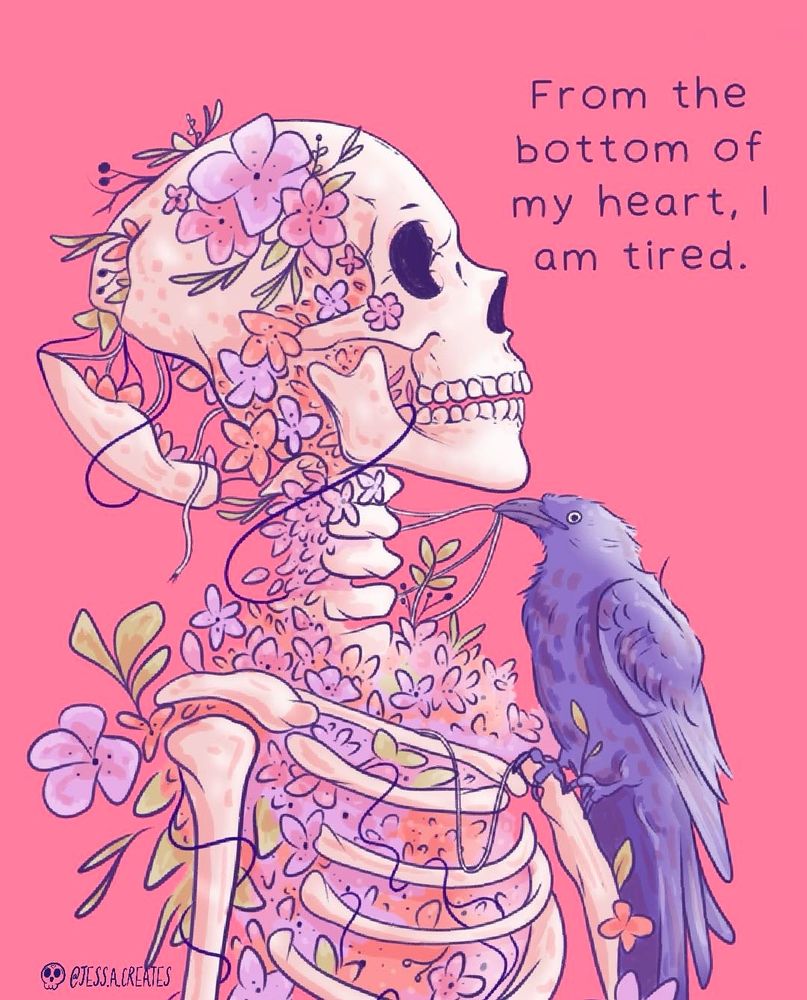 Crow picks at growth on a skully