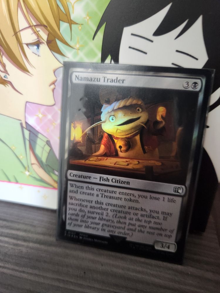 Holographic version of the Namazu Trader Magic the Gathering Card 