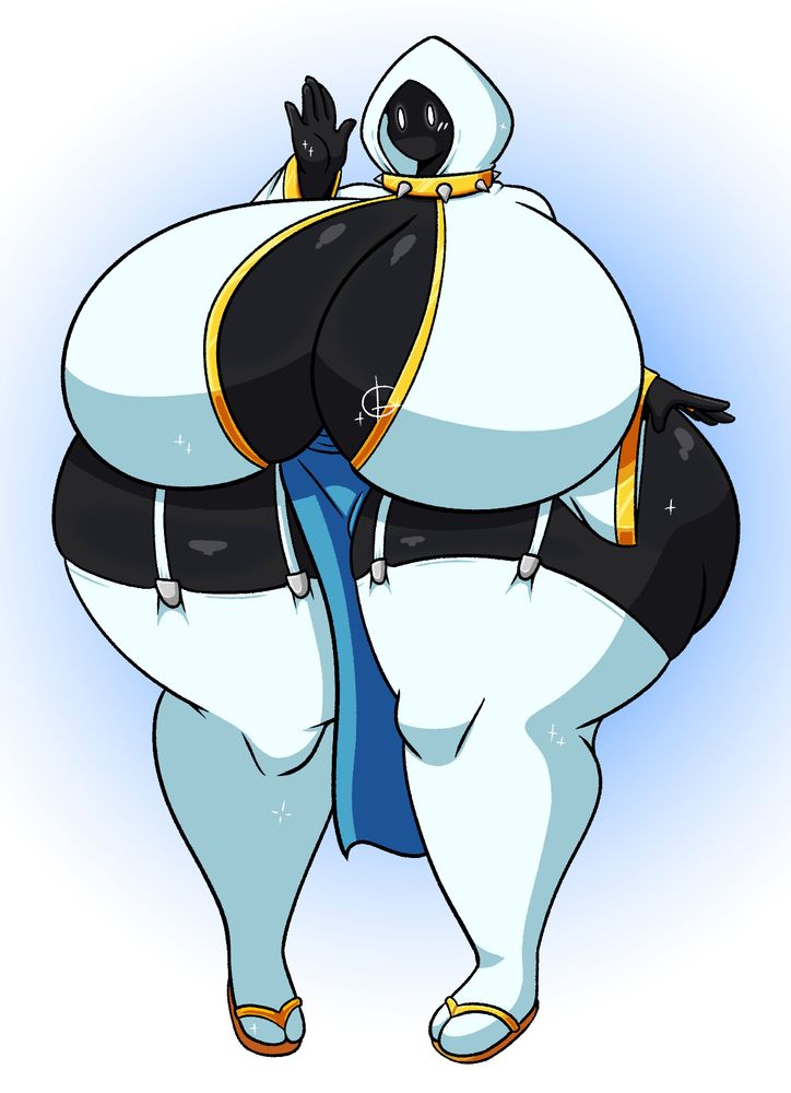 A shadow-like girl dressed in extremely lewd clothing to show off her curves, all of it styled in gold white and blue to show she's now a priestess for the ever adorable shiny!
Drawn by @Shinyillusionz