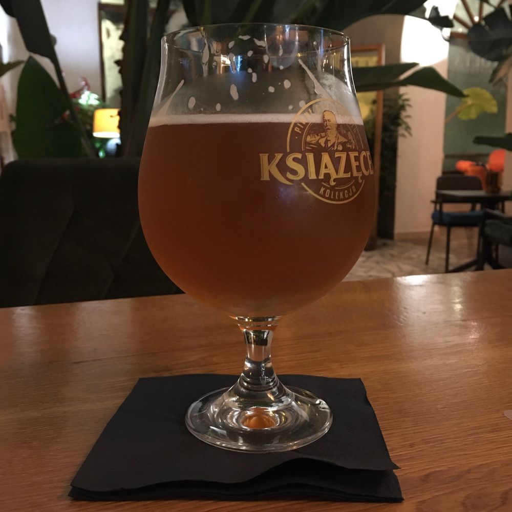 A cognac style glass but full of one of the most delicious beers I’ve tasted in, well, ever (called Ksiazece I think)