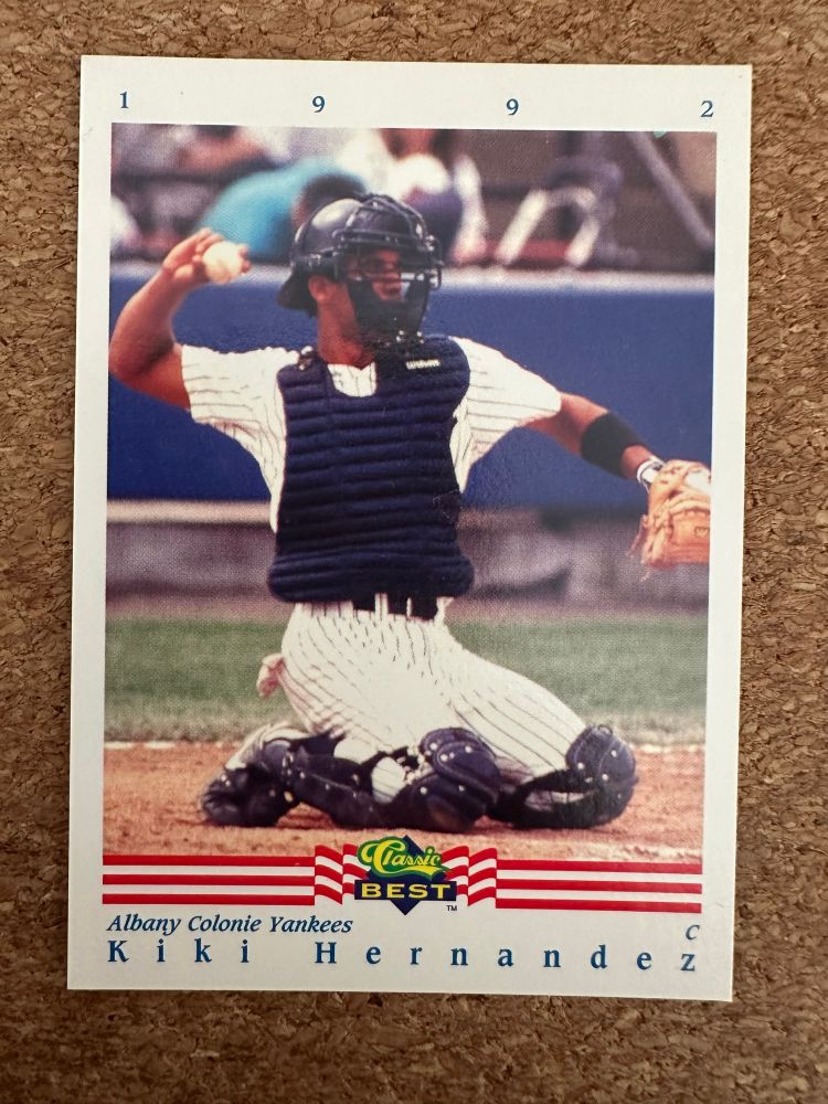 1992 Classic Best baseball card of then Yankees catching prospect Kiki Hernandez, who is the father of Enrique “Kiké” Hernandez.
