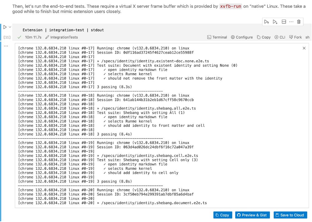 End-to-end test suite reporting success.