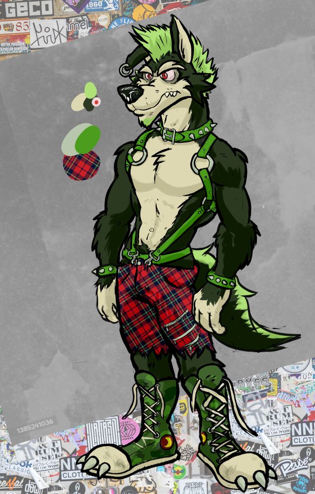 ref of sorts of a sexually charged punk toon wolf. name TBD