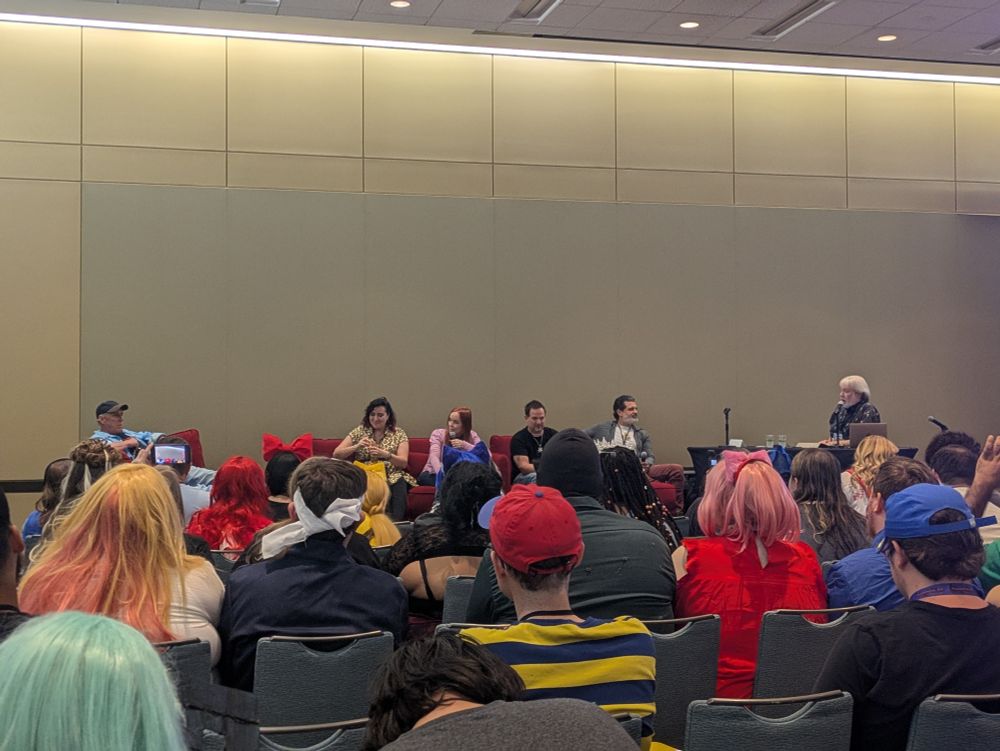 From left to right: Kirk Thornton, Lisa Ortiz, Erica Schroeder, Peter Capella, Jason Griffith and Jon St. John