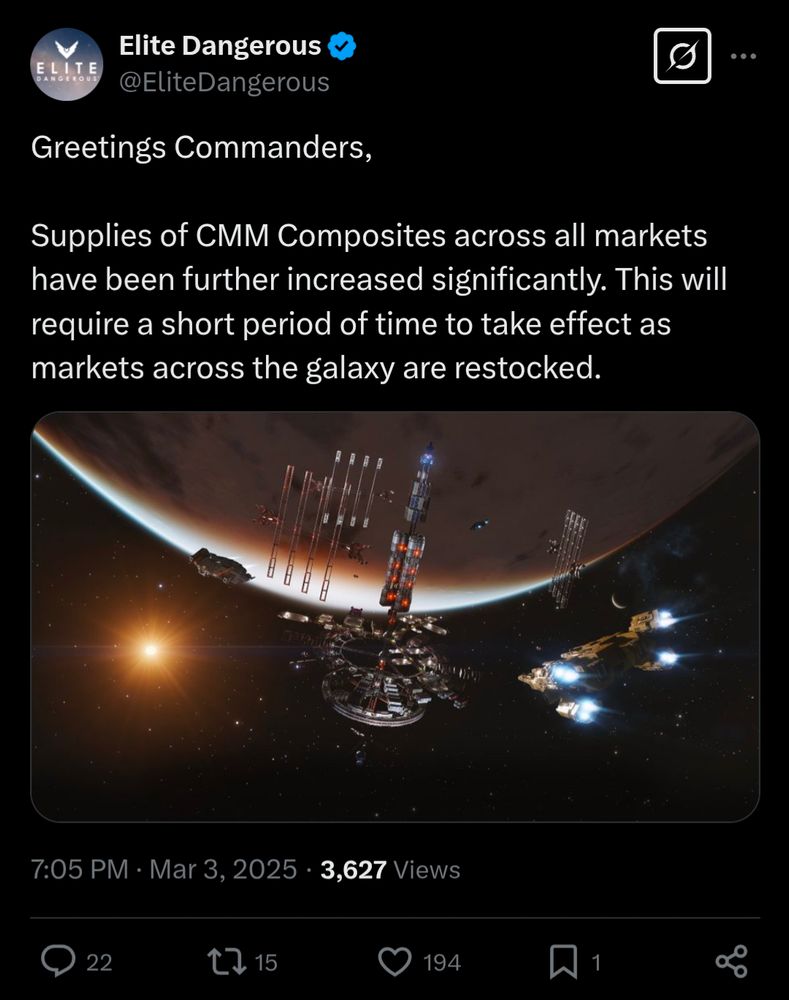 Twitter post from frontier.  CMM supplies are being increased again. 
