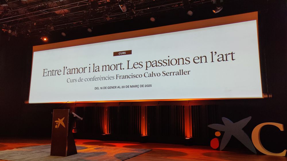 Pantalla presentación con el texto que da nombre al del curso presencial "Entre el amor y la muerte. Las pasiones en el arte". 