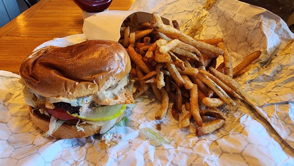 A burger and fries. 