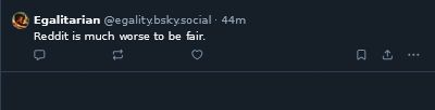 clicking on "Show more replies": a single reply by Egalitarian is shown, no label is visible