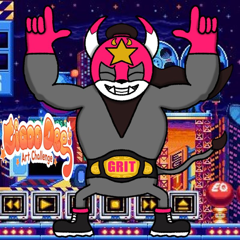 Classic Grit, wearing a belt with his name on it
#CiaooDeeChallenge