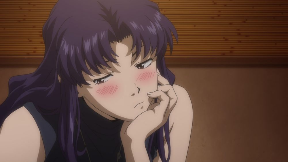 Misato thinking and blushing