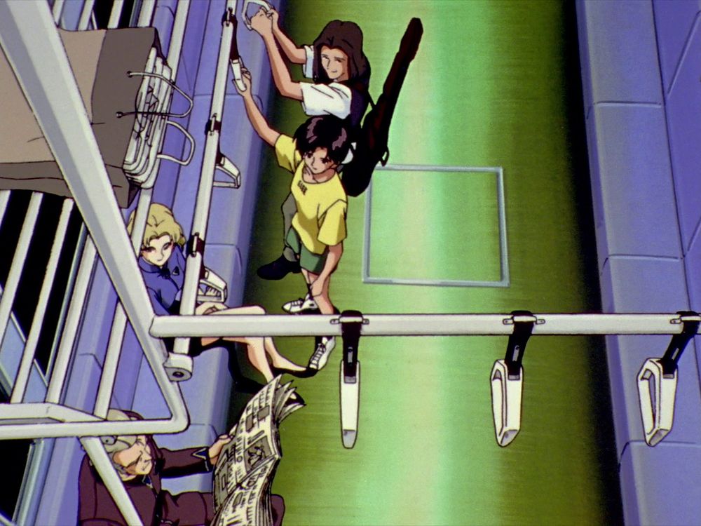 Fuyutsuki, Ritsuko, Maya, and Aoba on the subway