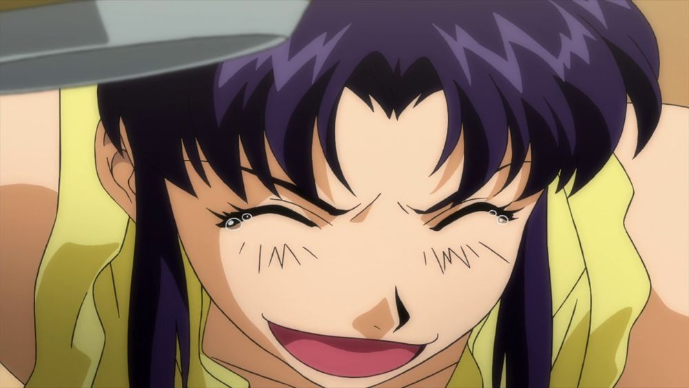 Misato quite enthused about her beer
