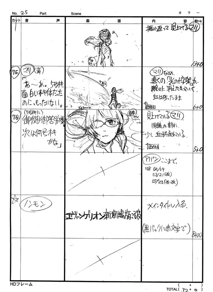 The scene where Mari bids farewell to Unit 05 and then the title card