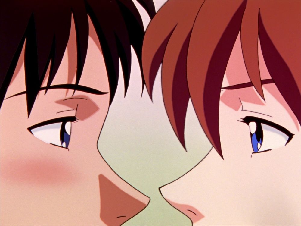 Shinji and Asuka face to face