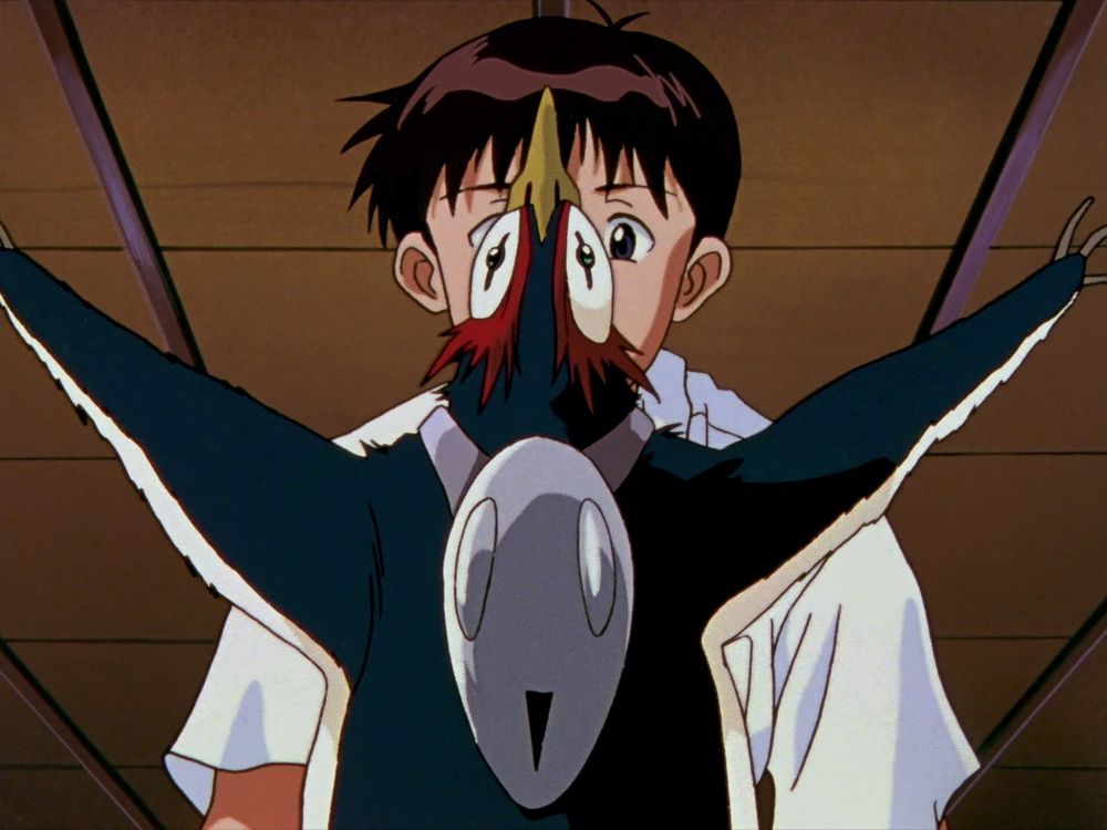 Pen Pen appearing in front of Shinji