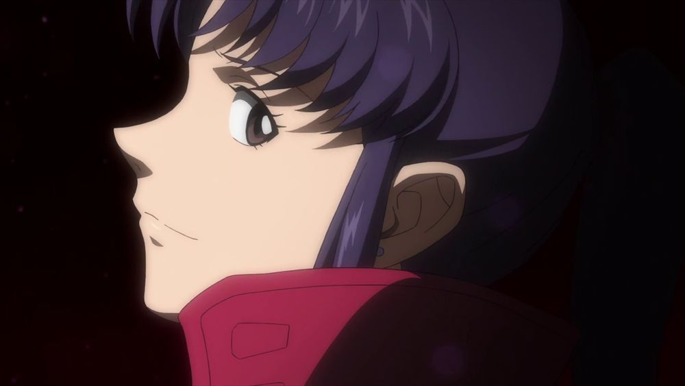 Misato looking over her shoulder