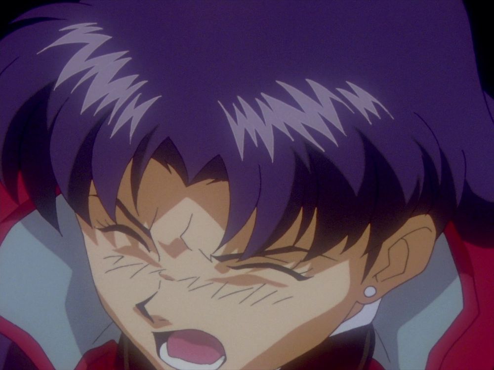 Misato looking anguished