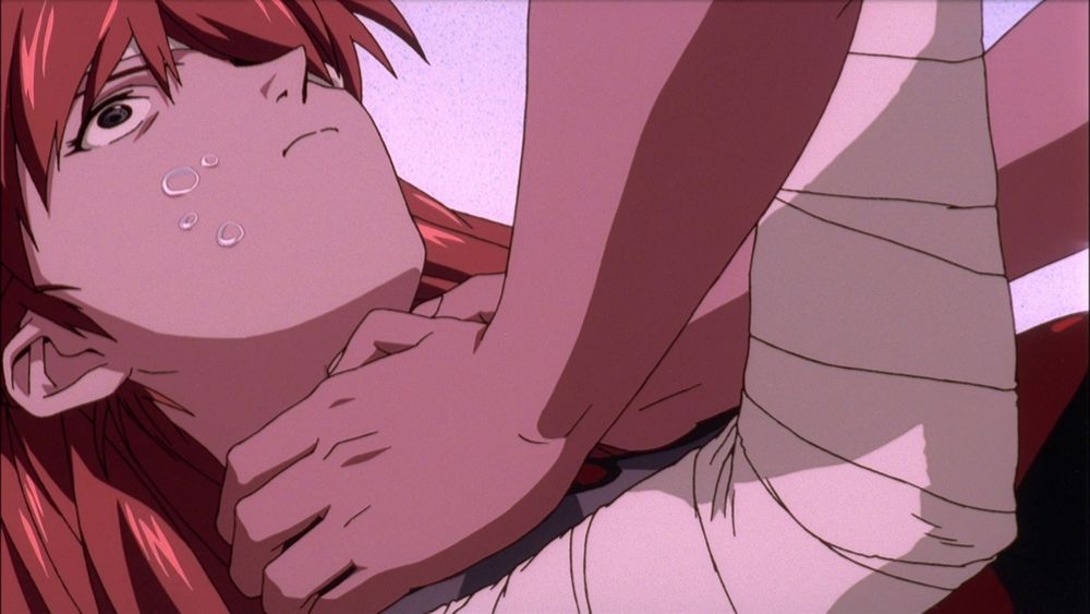 Asuka being strangled by Shinji
