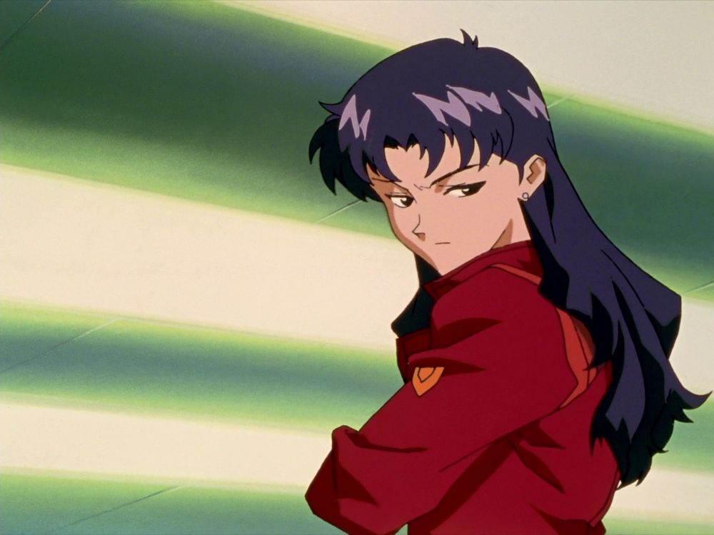 Misato looking annoyed