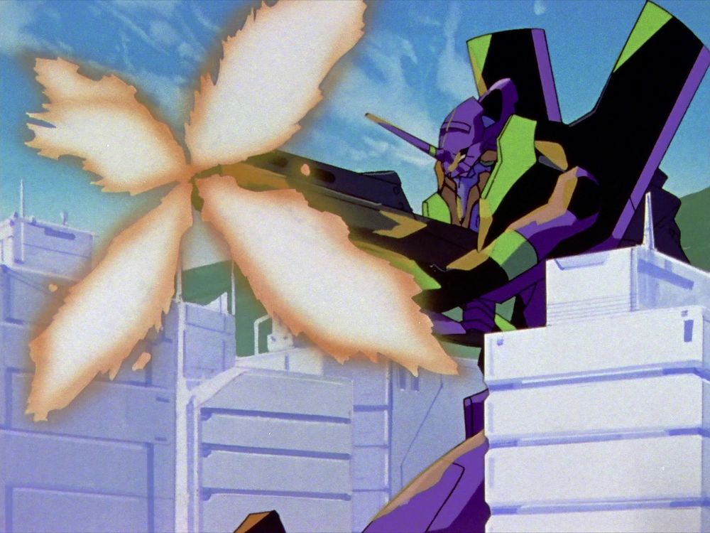 Unit 01 firing its rifle