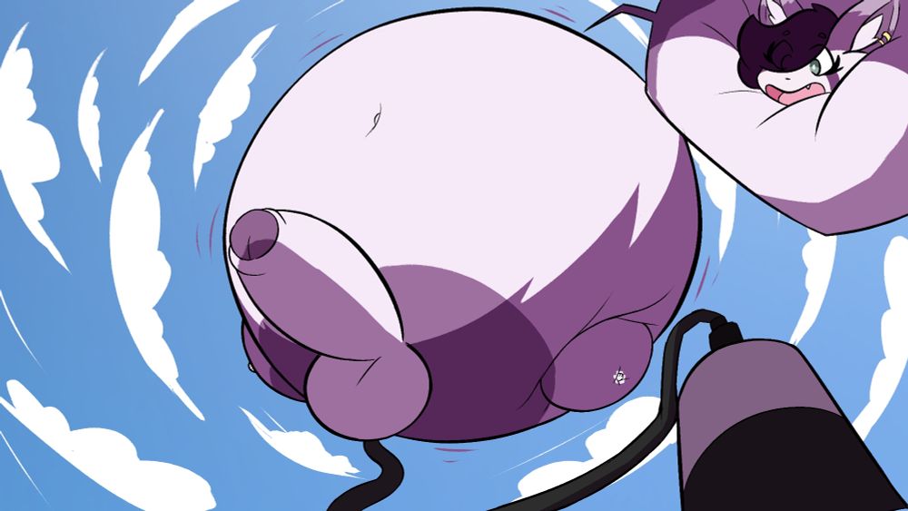 #inflation #hyper #nsfw #furry A big balloon, floating up into the sky with hyper cock out, the view being from the ground.