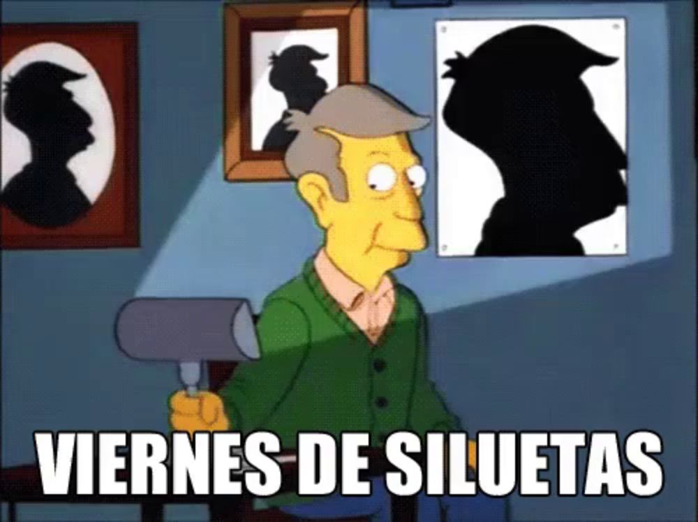 a cartoon of a man holding a hair dryer with the words viernes de siluetas above him