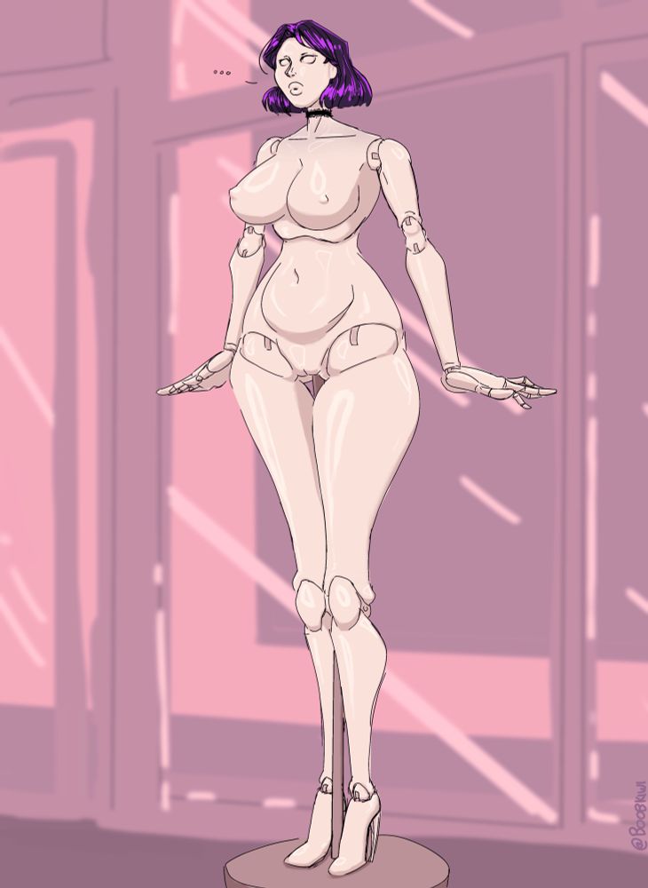 Dahlia fully transformed into a doll, her face now blank. 