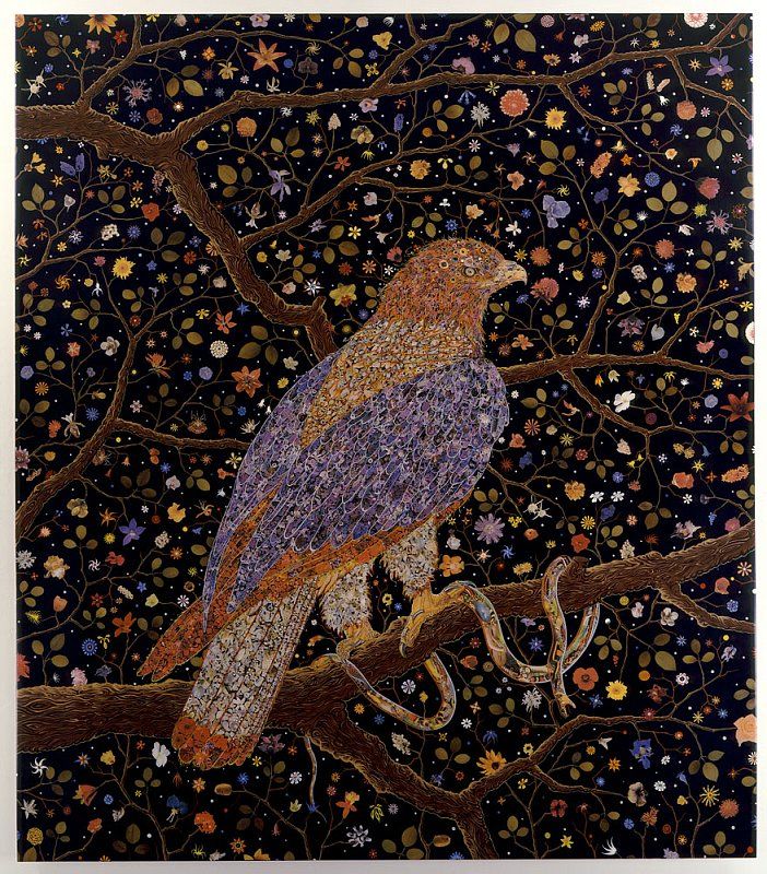 fred tomaselli, eagle holding snake