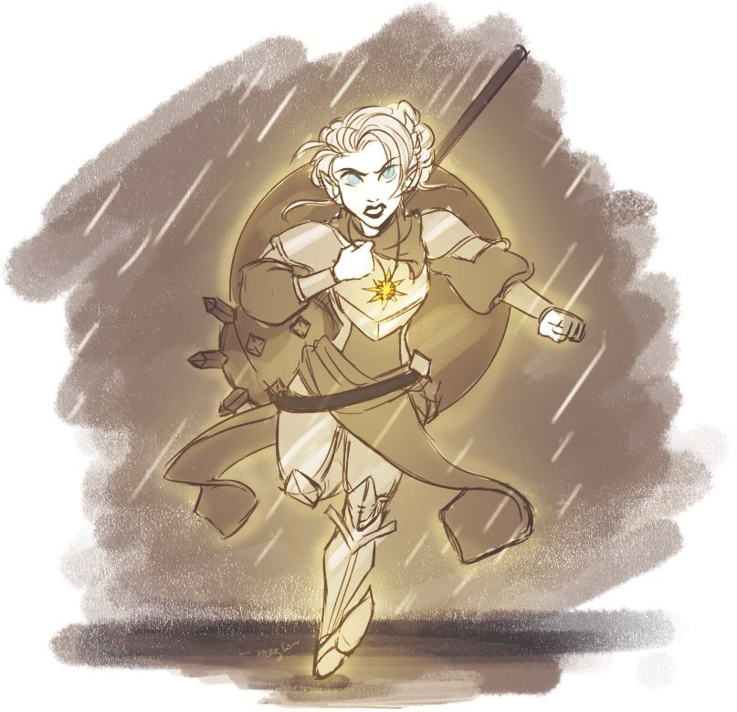 Sketch of Pike as she runs through the streets of Whitestone during the live show episodes of Critical Role circa the Whitestone arc.