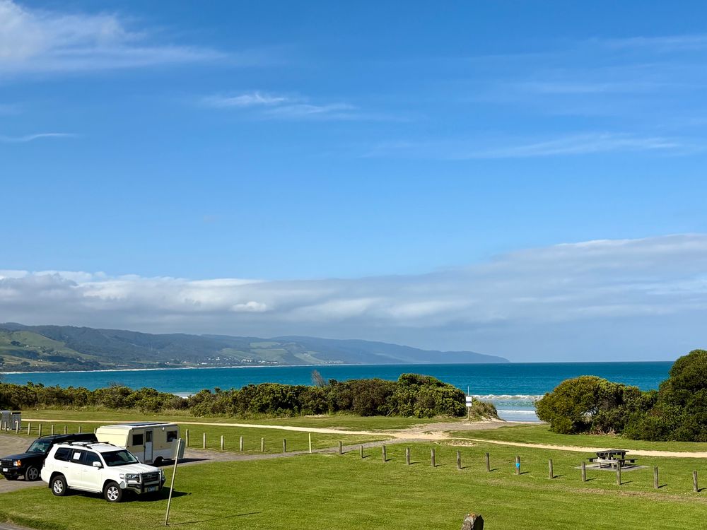 The ocean and distant hills on the Victoria coast