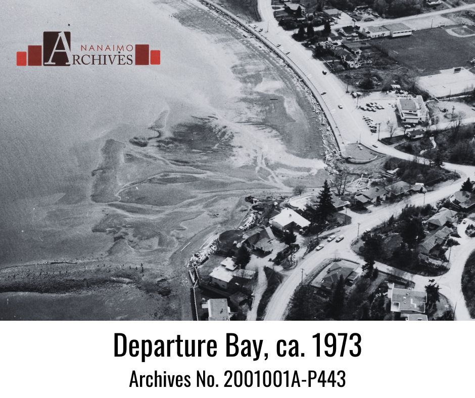 Aerial photograph of the Departure Bay area in Nanaimo British Columbia around 1973.  