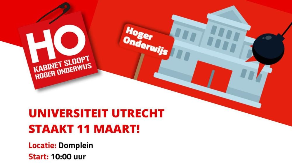 A small poster saying the location of the strike is the Domplein, and it starts at 10am. 